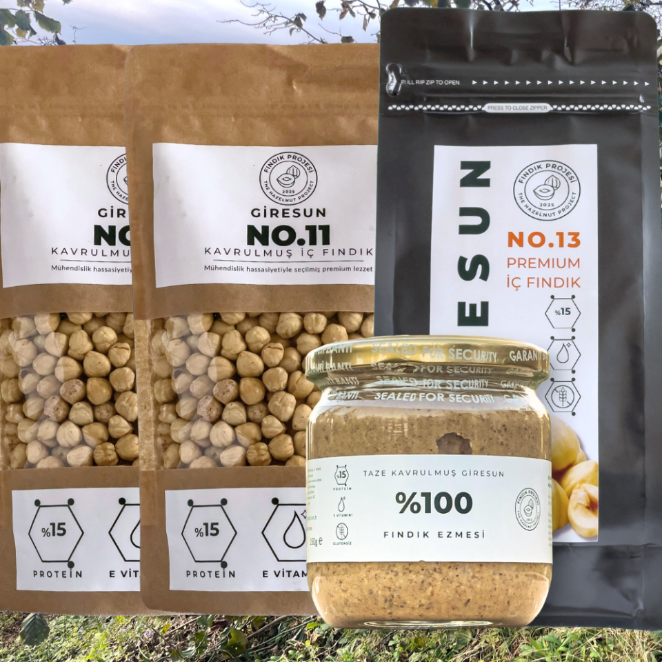 Aylık Set (2x420g No.11 + 500g No.13 Kavrulmuş İç Fındık + 400 Gr. Fındık Ezmesi)