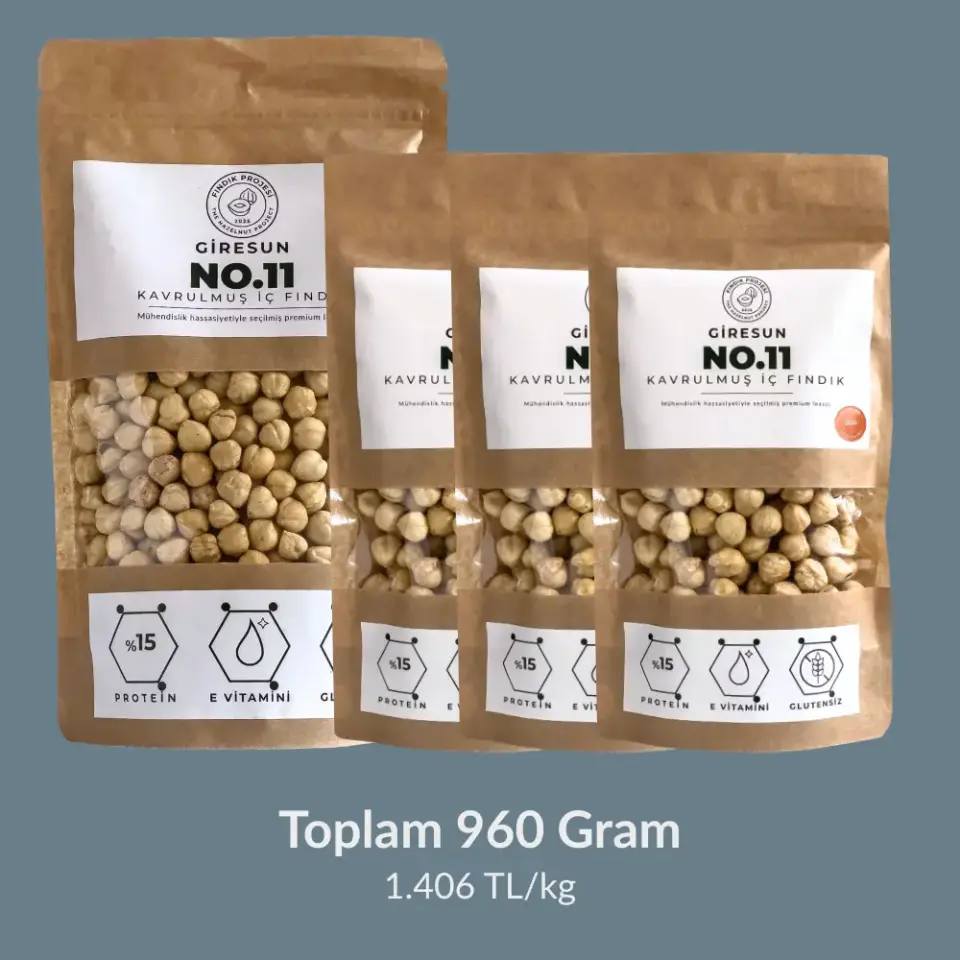 Klasik Paket - 960 Gram (1x420 Gr. + 3x180 Gr.) Kavrulmuş İç Fındık